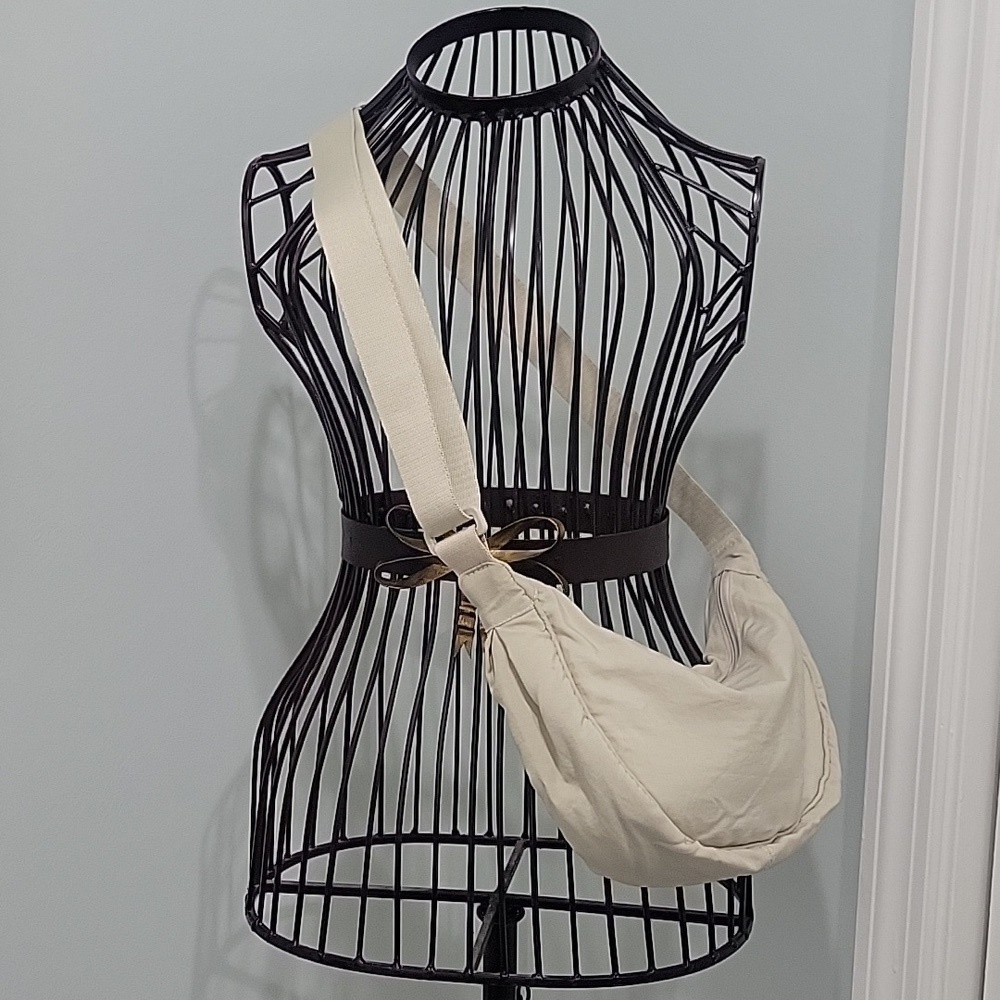 Beige Casual Adjustable Crossbody Bag